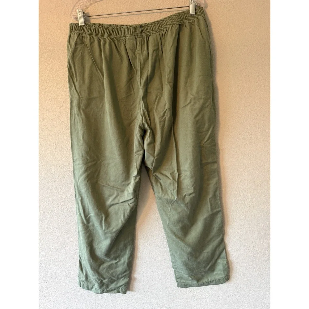 Appleseed's Petite Women's Stretch Waist Green Twill Straight Peg Pants Size PXL